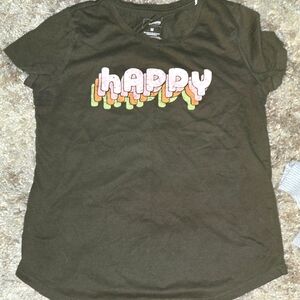 Sonoma Dark Greem  T-Shirt with 'Happy' Graphic
